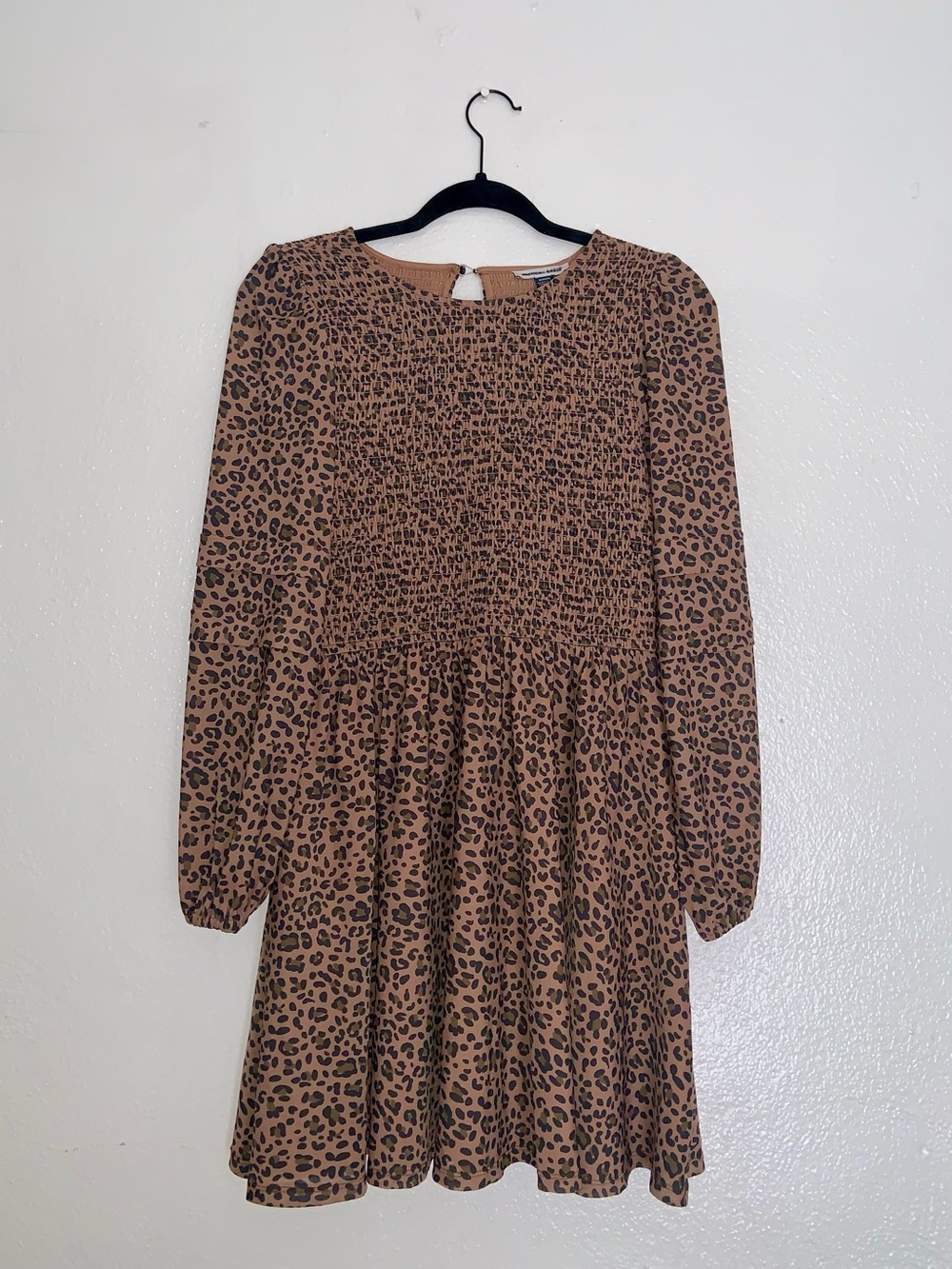 American Eagle Leopard Print Smocked Ruffle Mini Dress - Size Medium